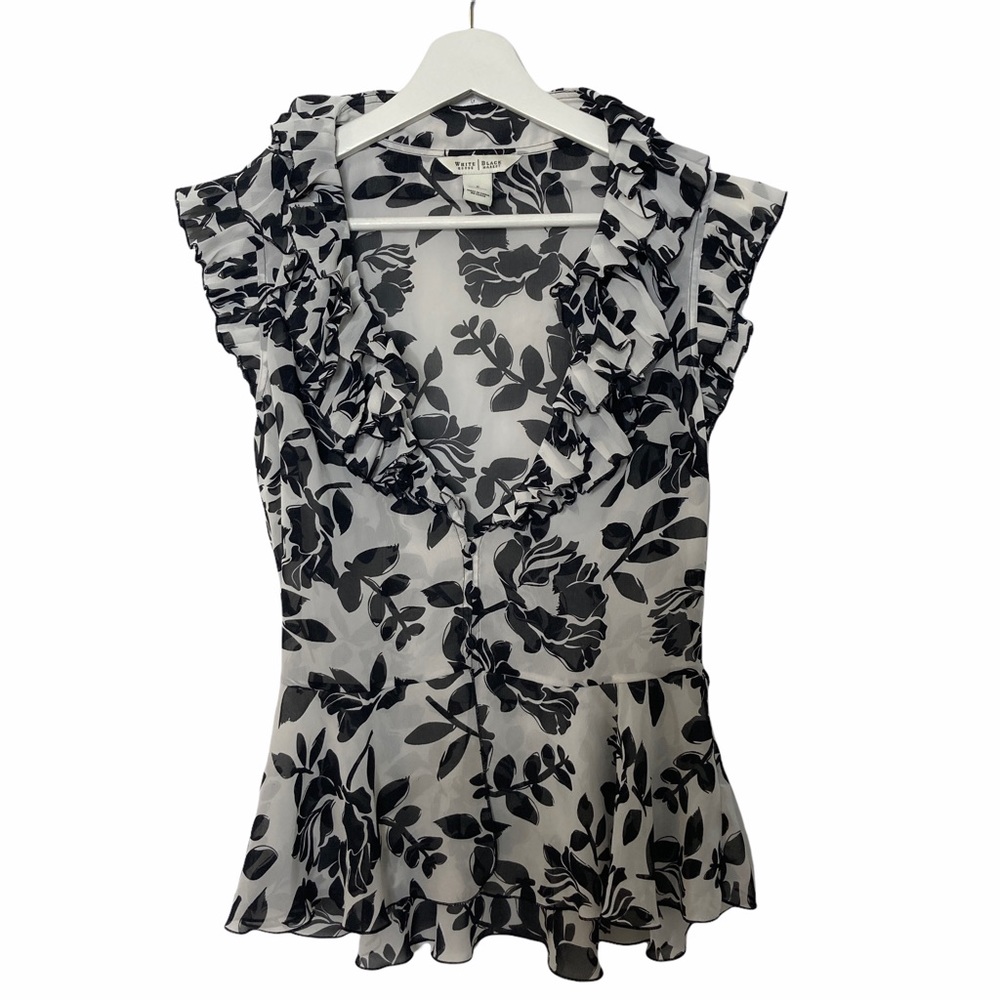 White House Black Market Sleeveless Ruffle Collar